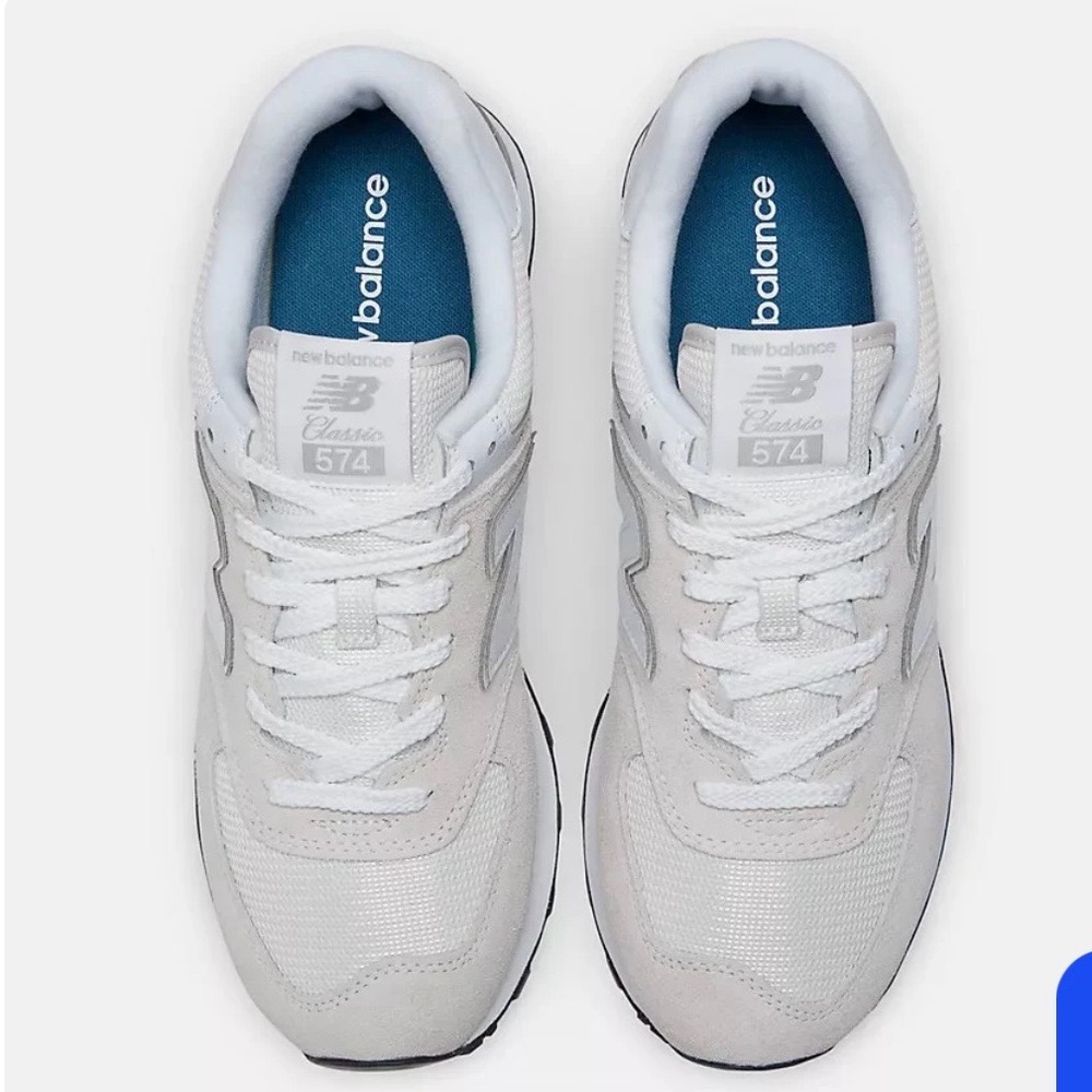 New Balance 574 White and Gray Sneakers - Picture 3 of 4